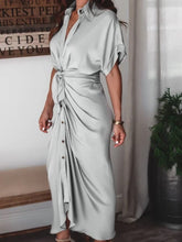 Load image into Gallery viewer, Wahool Dresses Ruched Front Midi Shirt Dress
