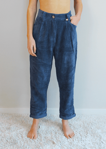 Baggy Style High Waist Corduroy Pants front view