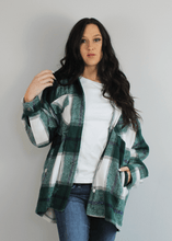 Load image into Gallery viewer, Sweet Generis Outerwear Fuzzy Plaid Button Down Flannel Shacket Coat
