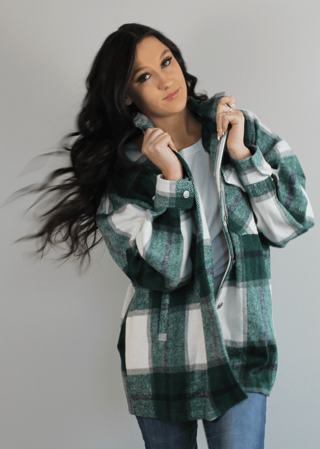 Sweet Generis Outerwear X-Large Fuzzy Plaid Button Down Flannel Shacket Coat