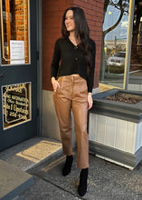 Load image into Gallery viewer, Aaron &amp; Amber Pants Vegan Leather Pintucked Cropped Leg Pants
